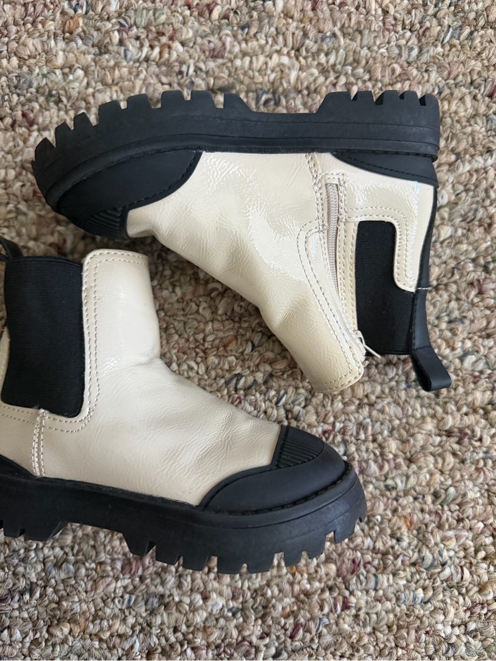 Zara Cream and Black Chunky Chelsea Boots for Kids